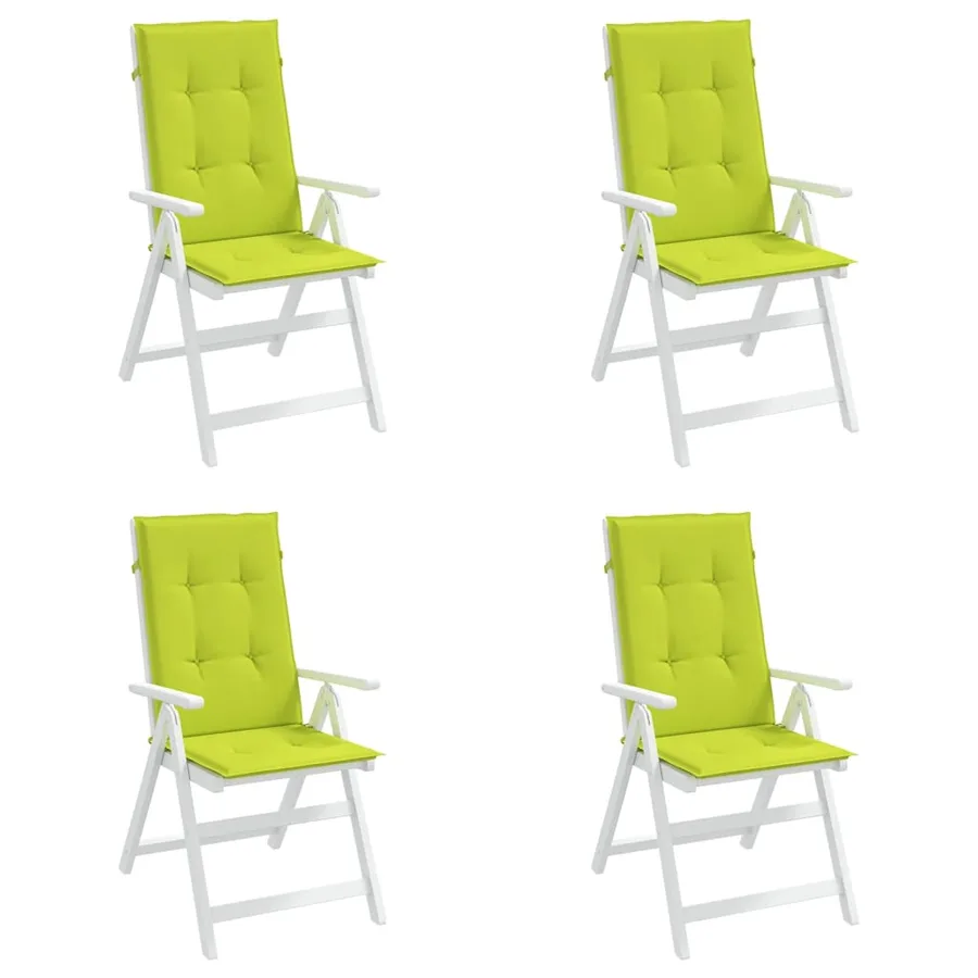 Coussins de chaise de jardin à dossier haut lot de 4 vert vif - 4