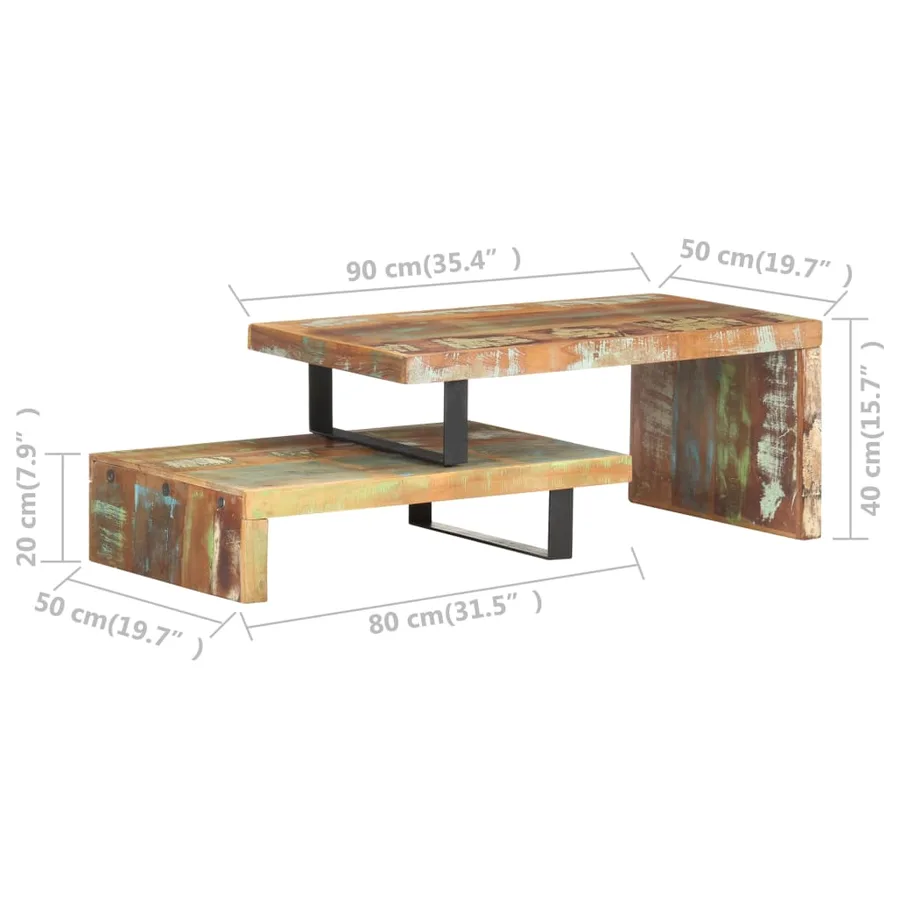 Ensemble de table basse 2 pcs Bois de récupération massif - 8