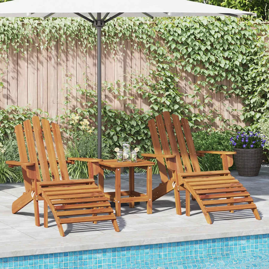 Chaises Adirondack de jardin repose-pieds lot de 2 Bois acacia