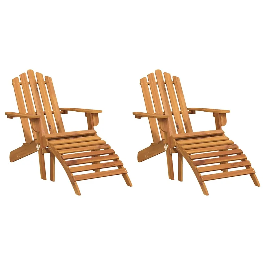 Chaises Adirondack de jardin repose-pieds lot de 2 Bois acacia - 2