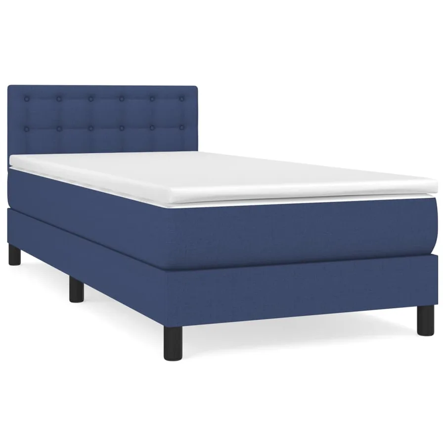 Sommier à lattes de lit avec matelas Bleu 90x190 cm Tissu - 2