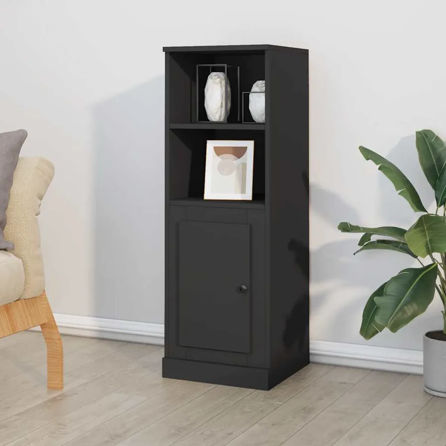 Buffet haut noir 36x35,5x103,5 cm bois d'ingénierie
