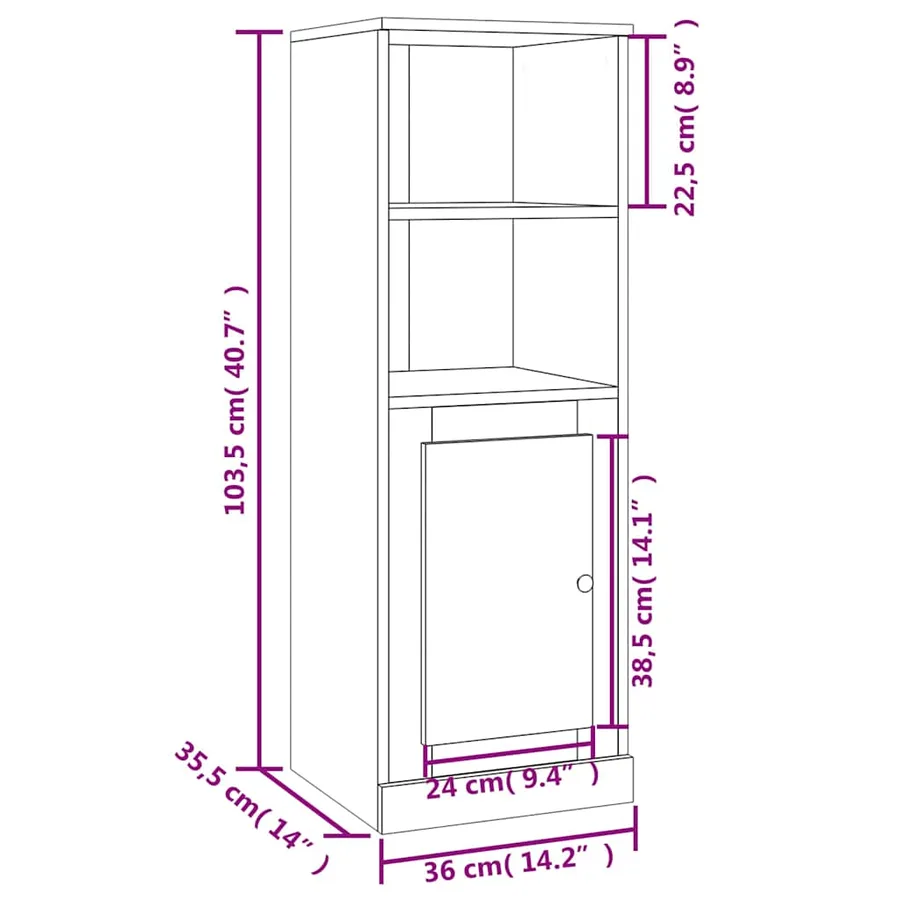 Buffet haut noir 36x35,5x103,5 cm bois d'ingénierie - 10