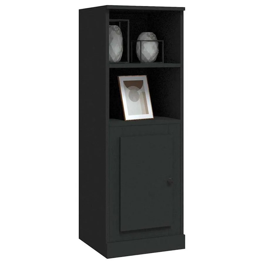 Buffet haut noir 36x35,5x103,5 cm bois d'ingénierie - 4