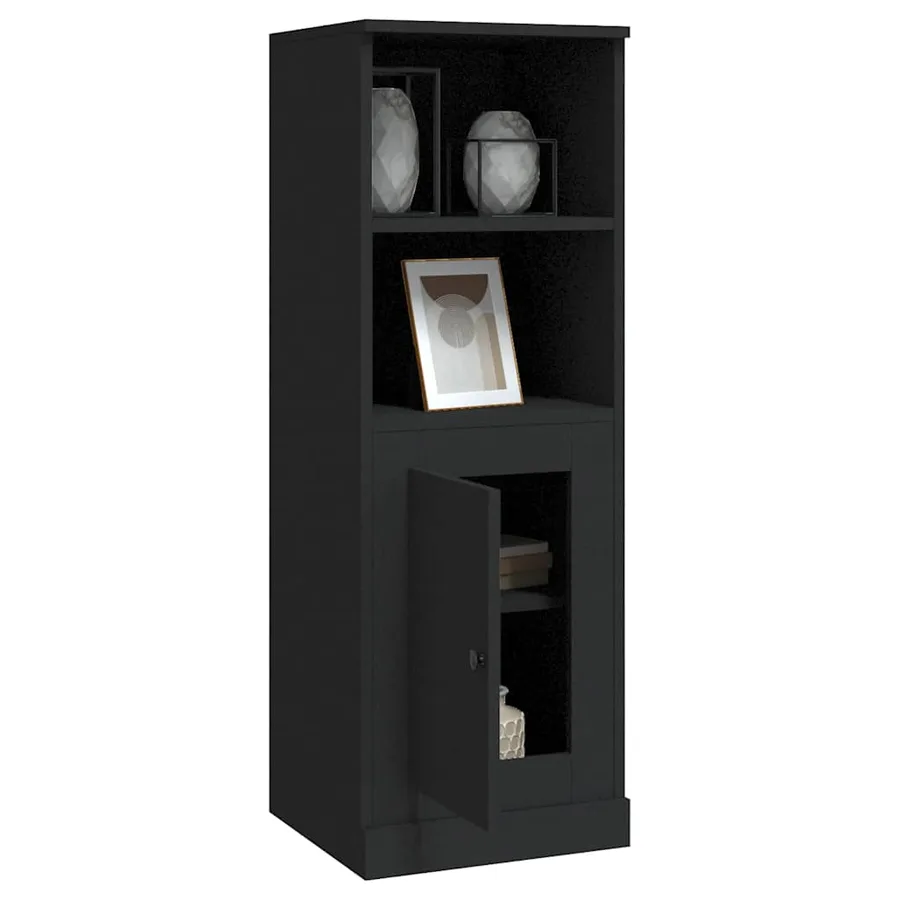 Buffet haut noir 36x35,5x103,5 cm bois d'ingénierie - 5