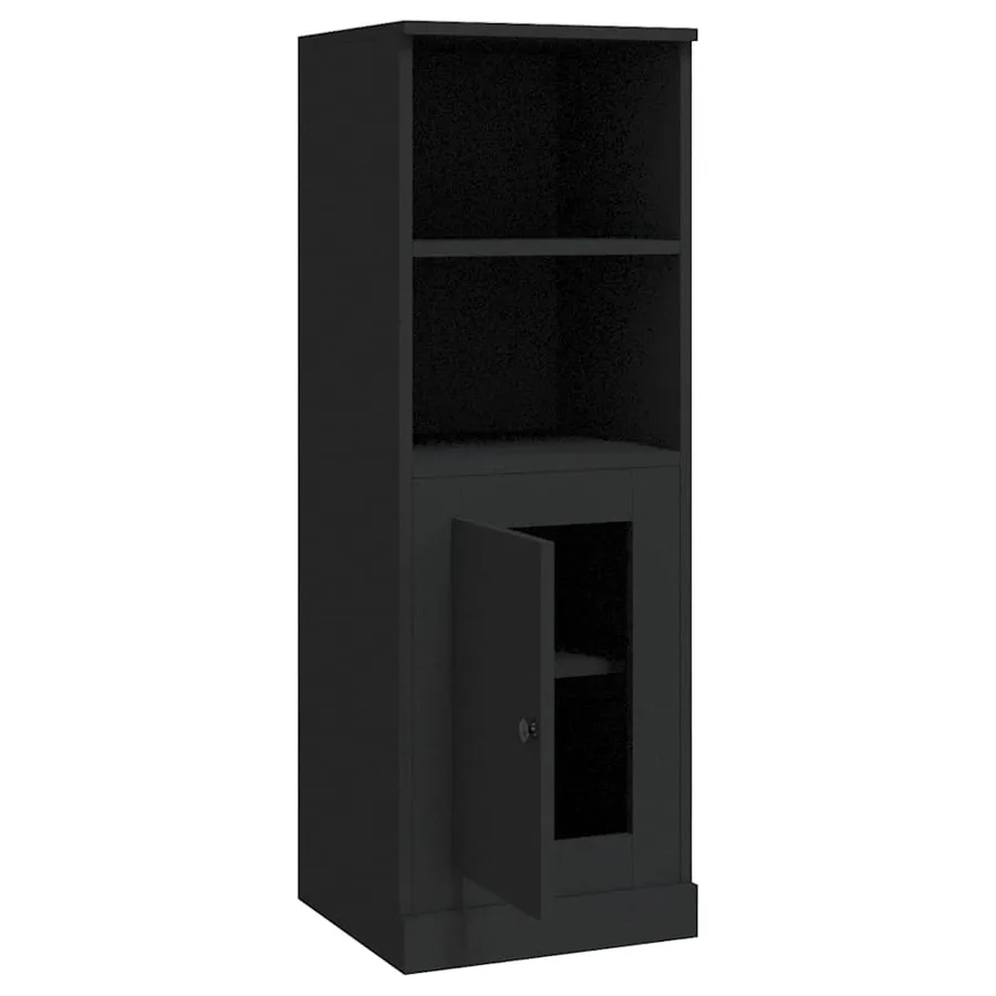 Buffet haut noir 36x35,5x103,5 cm bois d'ingénierie - 8