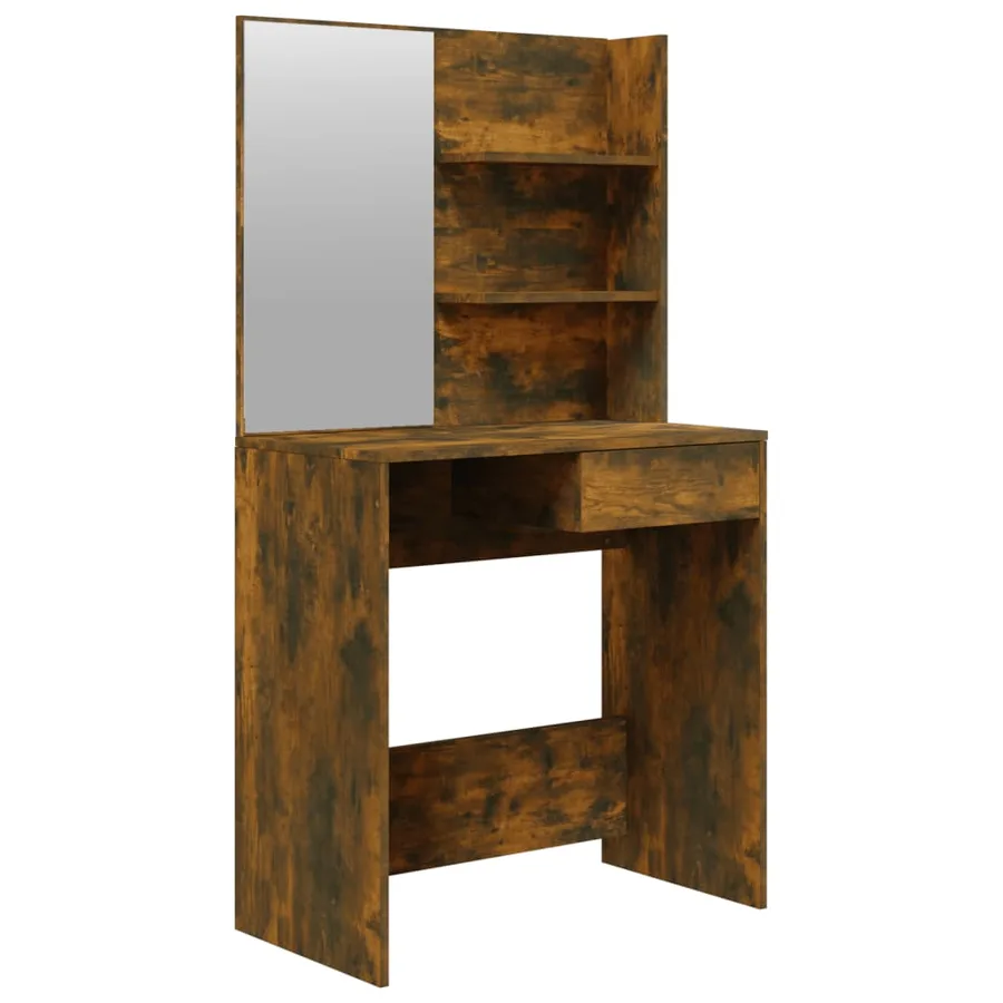 Coiffeuse avec miroir Chêne fumé 74,5x40x141 cm - 2