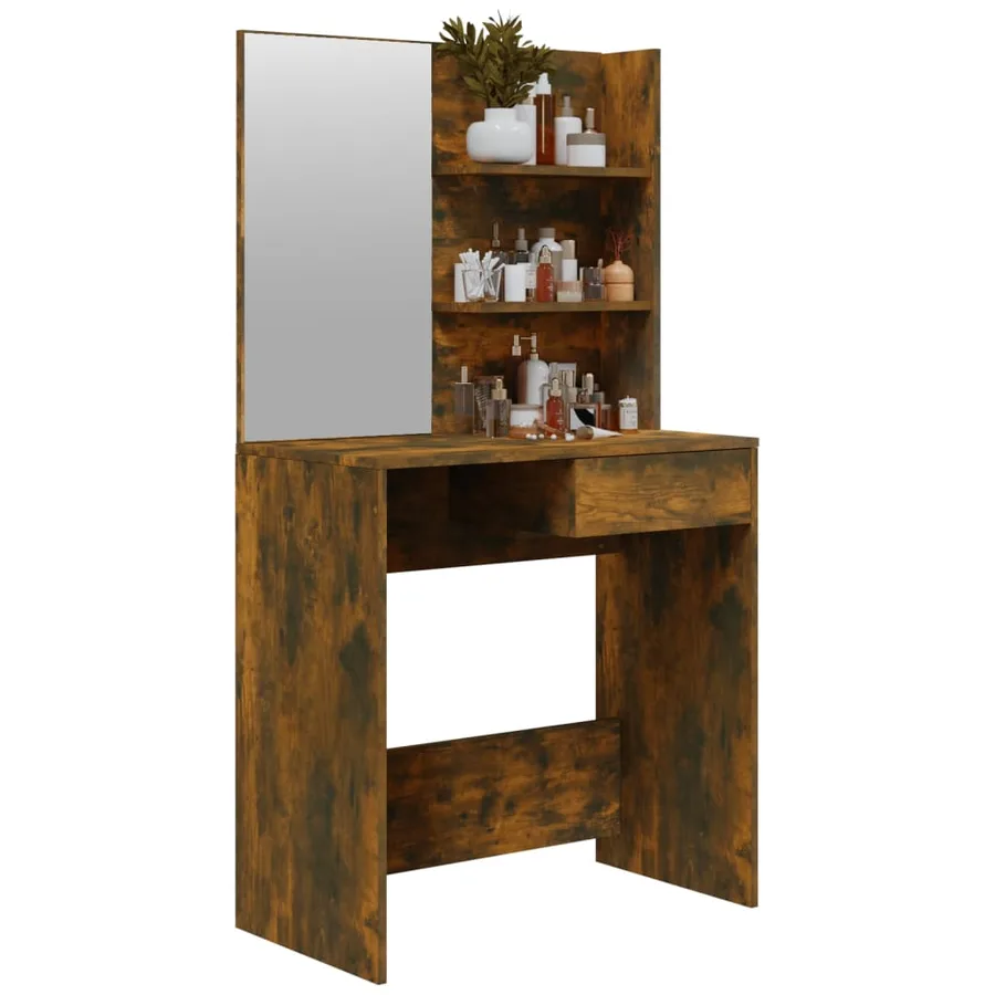 Coiffeuse avec miroir Chêne fumé 74,5x40x141 cm - 4