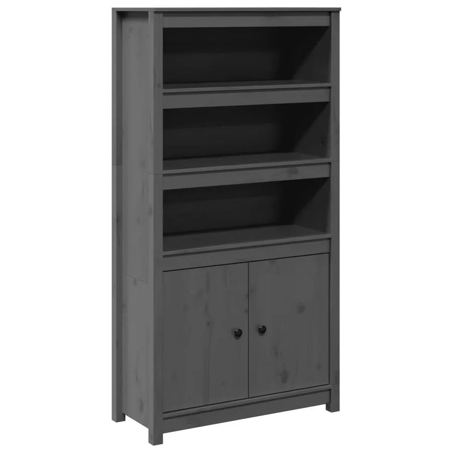Buffet haut Gris 80x35x154 cm Bois massif de pin - 2