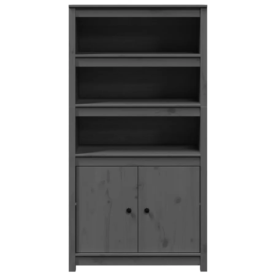 Buffet haut Gris 80x35x154 cm Bois massif de pin - 5