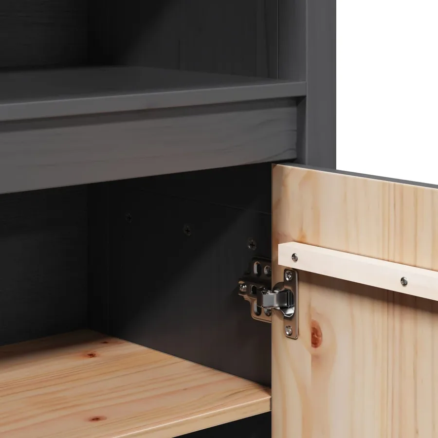 Buffet haut Gris 80x35x154 cm Bois massif de pin - 9