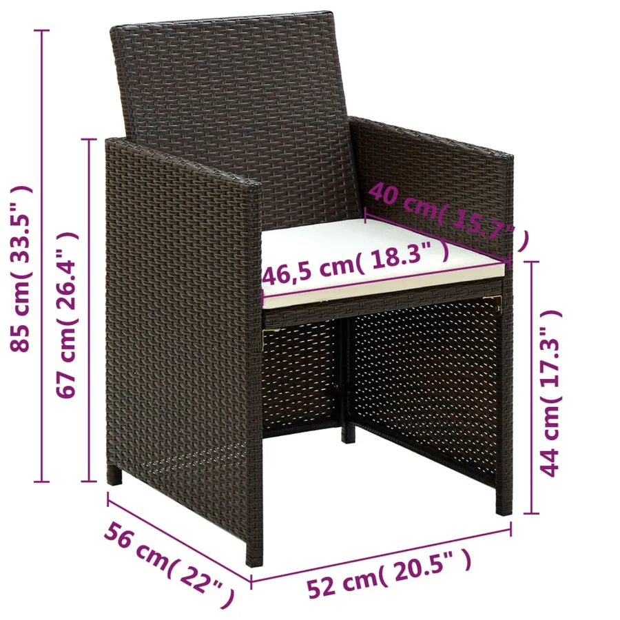 Salon de jardin 4 pcs avec coussins Résine tressée Marron - 11