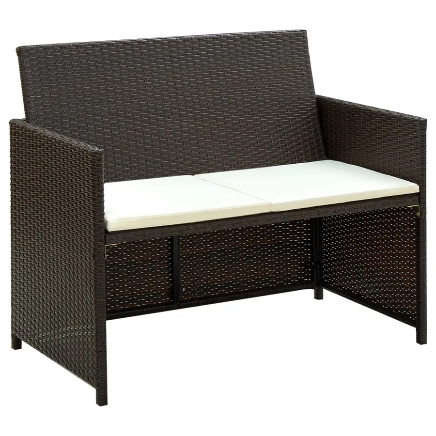 Salon de jardin 4 pcs avec coussins Résine tressée Marron - 2