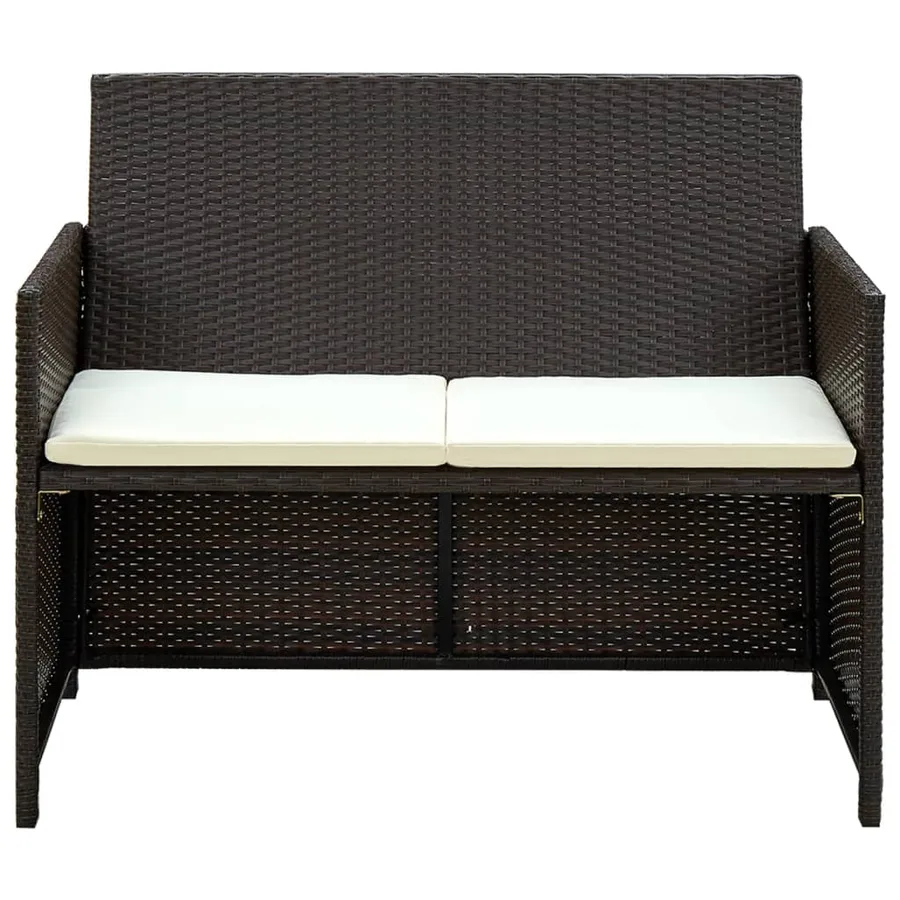 Salon de jardin 4 pcs avec coussins Résine tressée Marron - 3