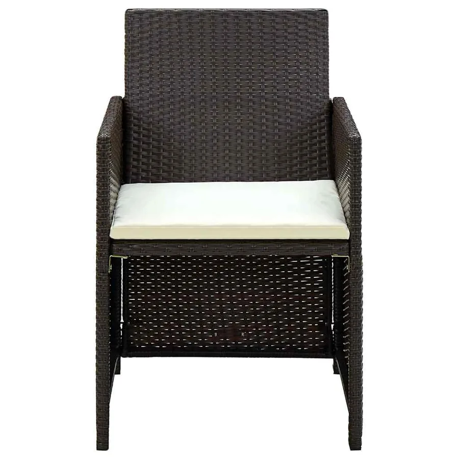 Salon de jardin 4 pcs avec coussins Résine tressée Marron - 5