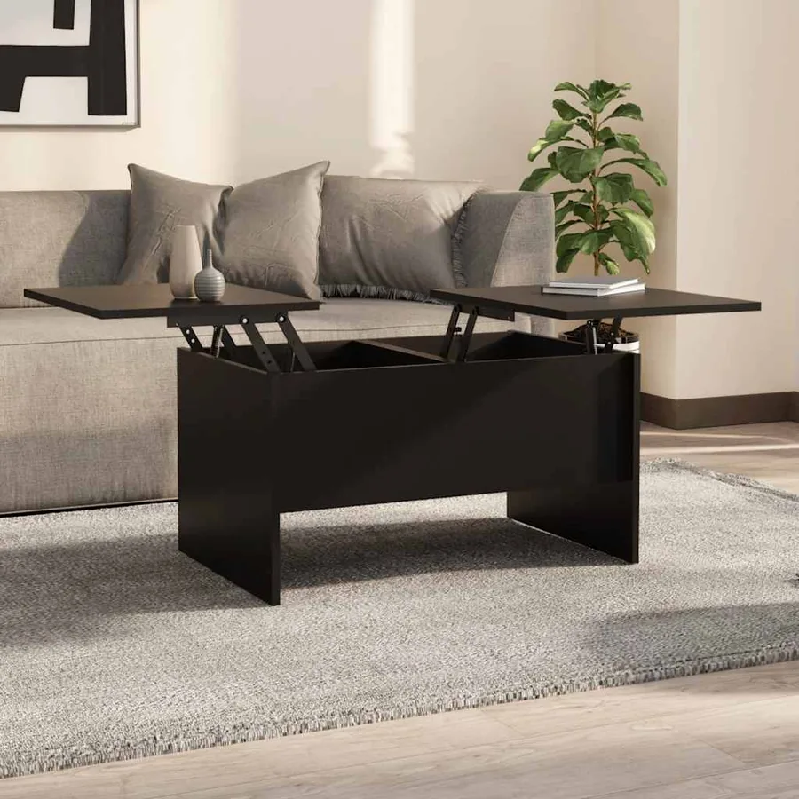 Table basse noir 80x50x42,5 cm bois d'ingénierie