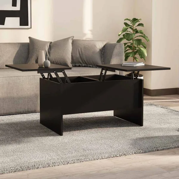 Table basse noir 80x50x42,5 cm bois d'ingénierie