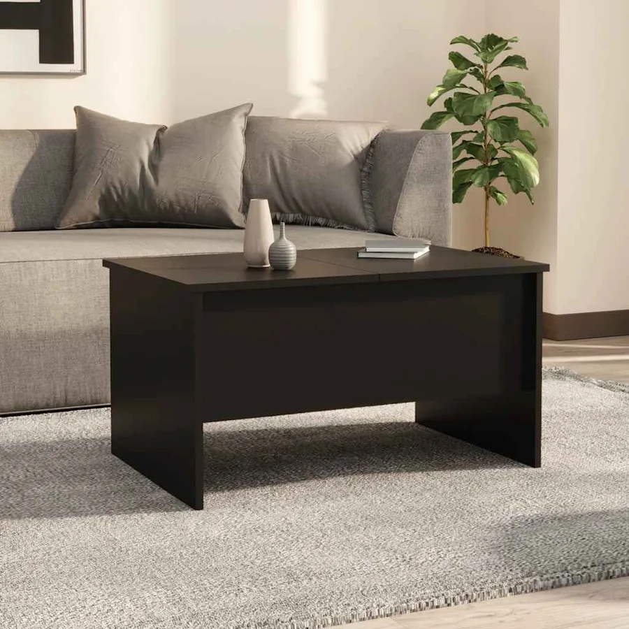 Table basse noir 80x50x42,5 cm bois d'ingénierie - 3