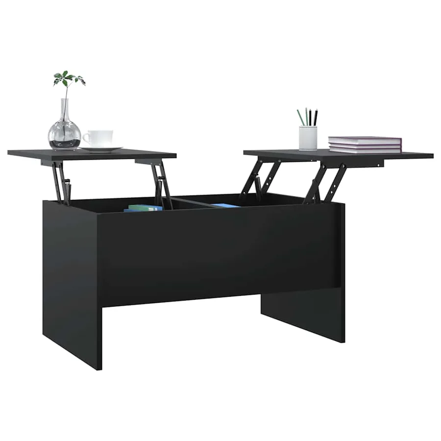 Table basse noir 80x50x42,5 cm bois d'ingénierie - 4