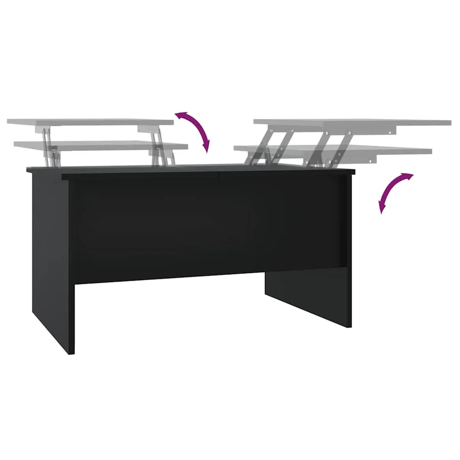 Table basse noir 80x50x42,5 cm bois d'ingénierie - 8