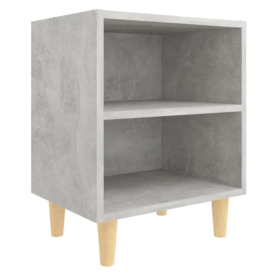 Tables de chevet avec pieds en bois 2 pcs Gris béton 40x30x50cm - 3