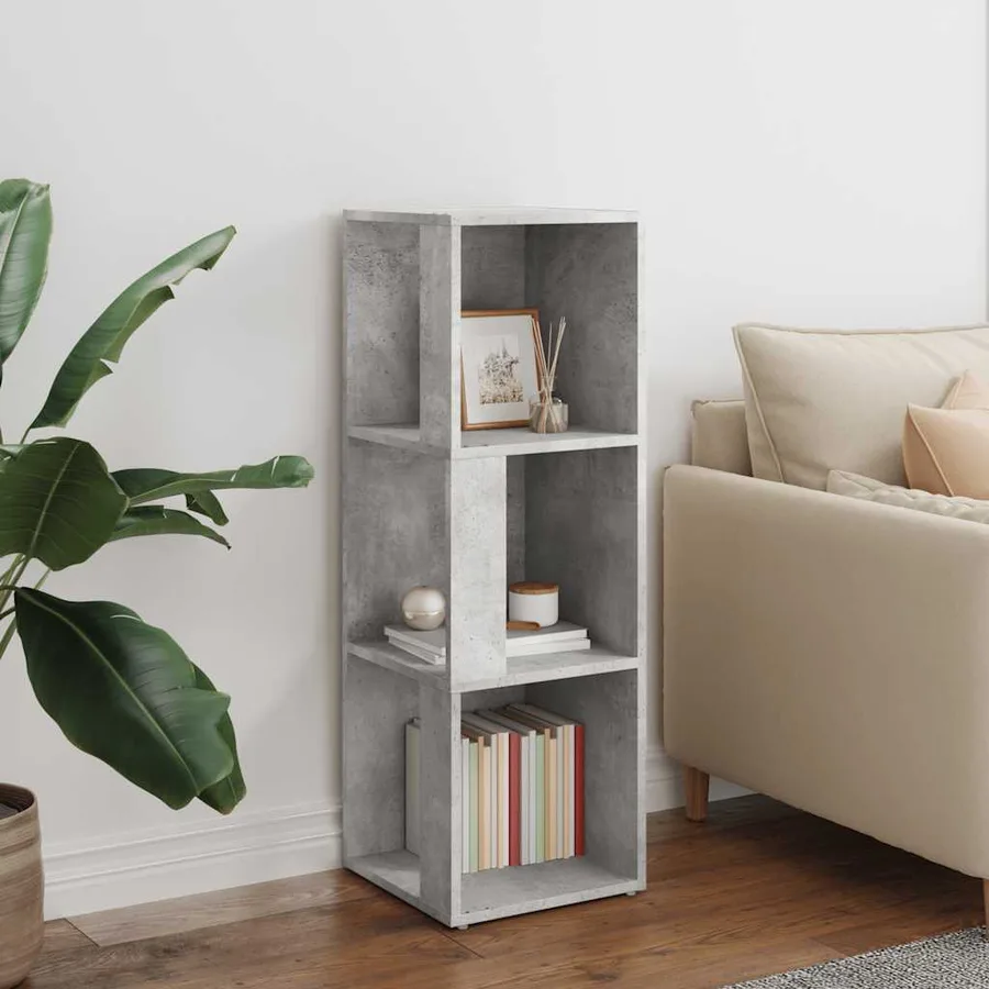 Armoire d'angle Gris béton 33x33x100 cm Bois d'ingénierie - 3