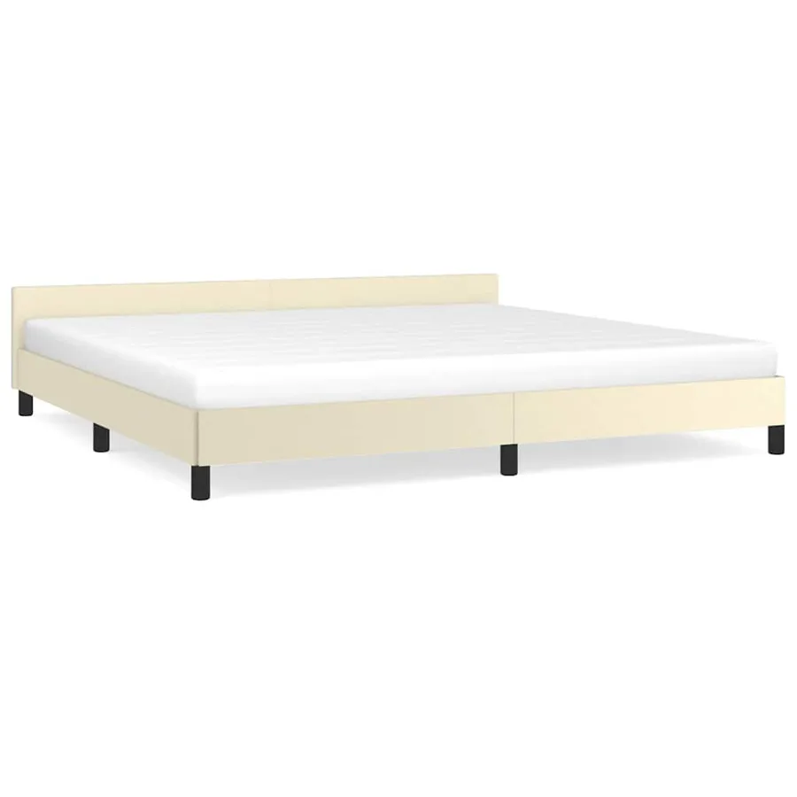 Cadre de lit avec tête de lit sans matelas crème 200x200 cm - 2