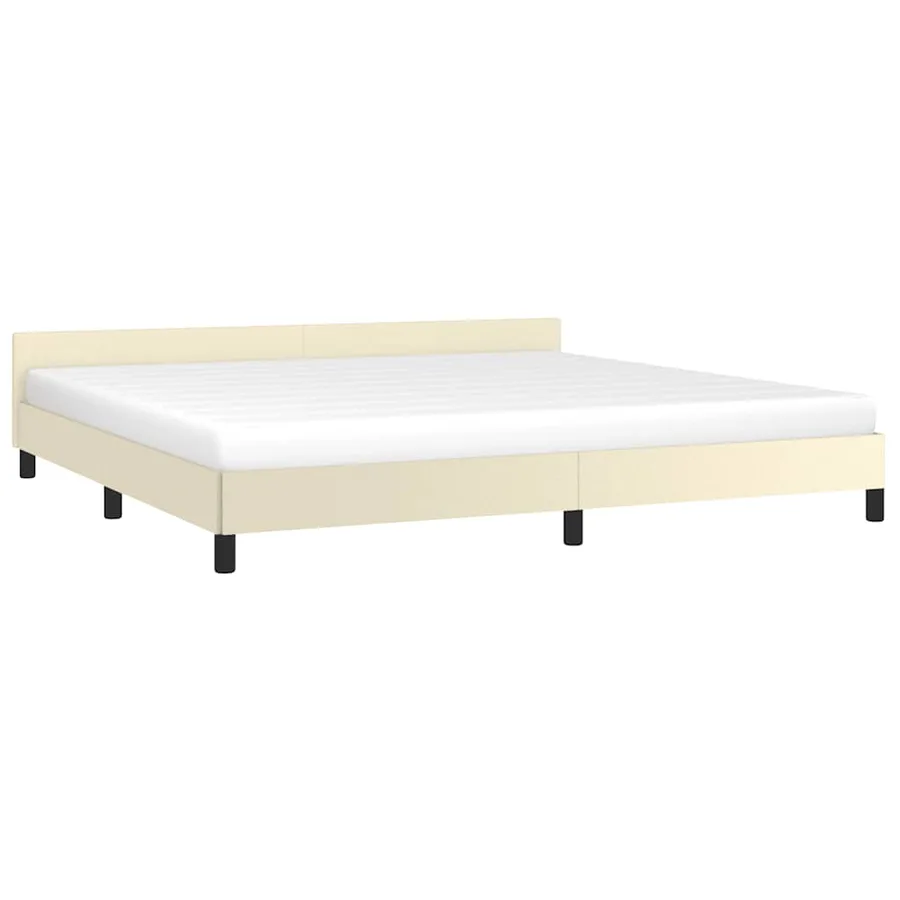 Cadre de lit avec tête de lit sans matelas crème 200x200 cm - 3