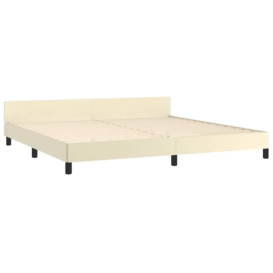 Cadre de lit avec tête de lit sans matelas crème 200x200 cm - 4