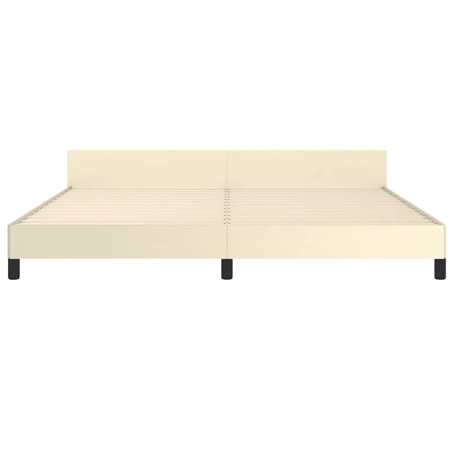 Cadre de lit avec tête de lit sans matelas crème 200x200 cm - 5