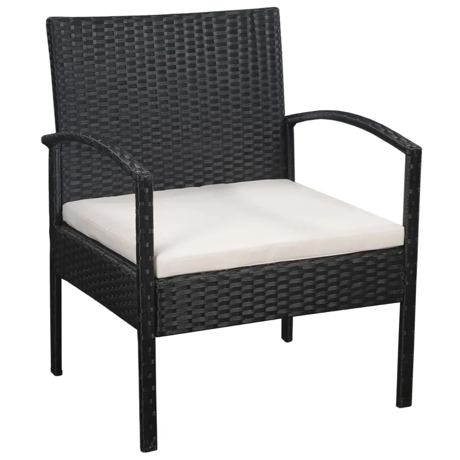 Salon de jardin 5 pcs avec coussins résine tressée noir - 2