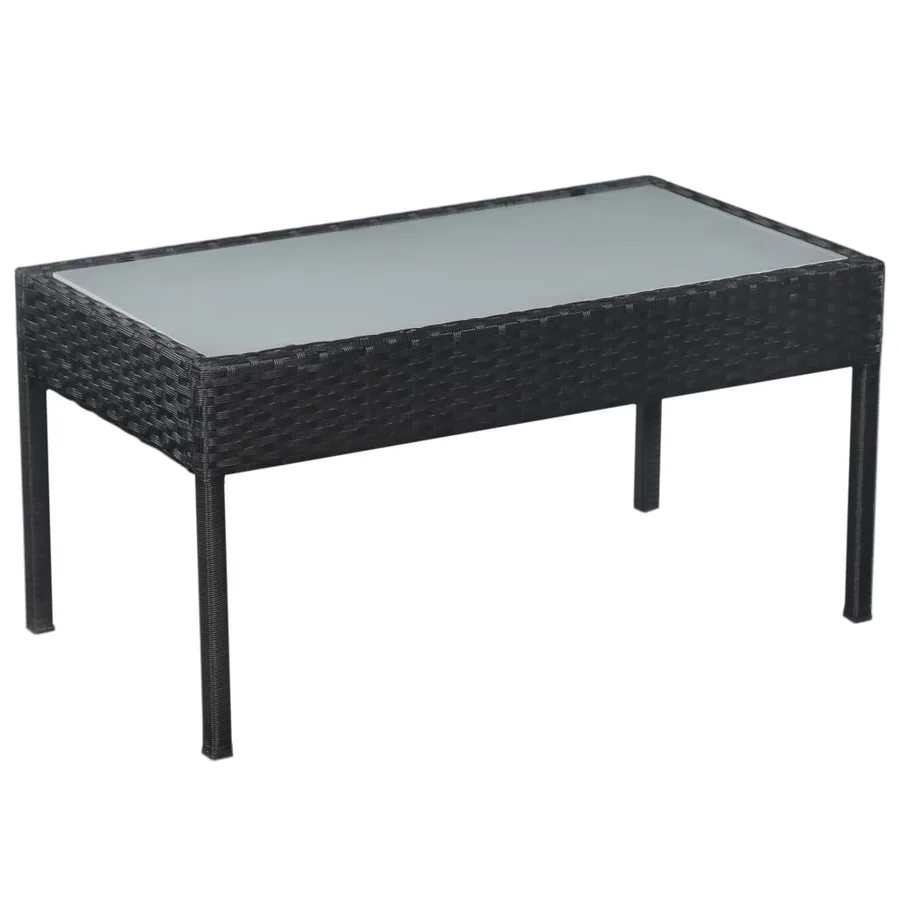 Salon de jardin 5 pcs avec coussins résine tressée noir - 5