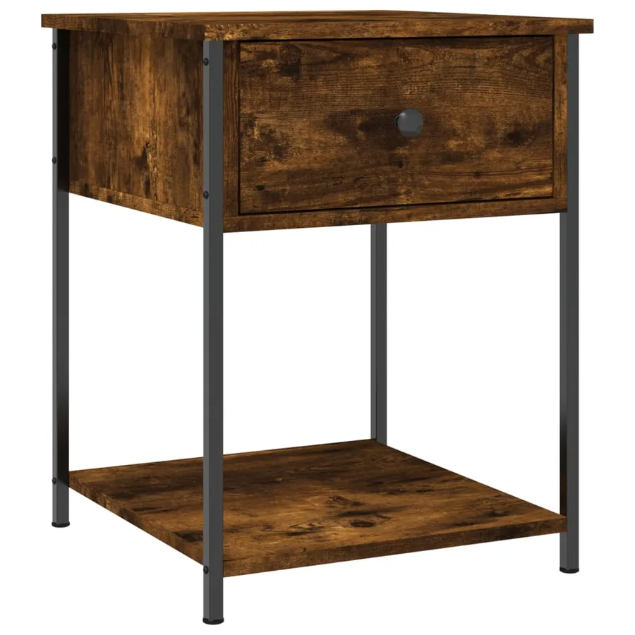 Table de chevet chêne fumé 44x45x58 cm bois d'ingénierie - 2