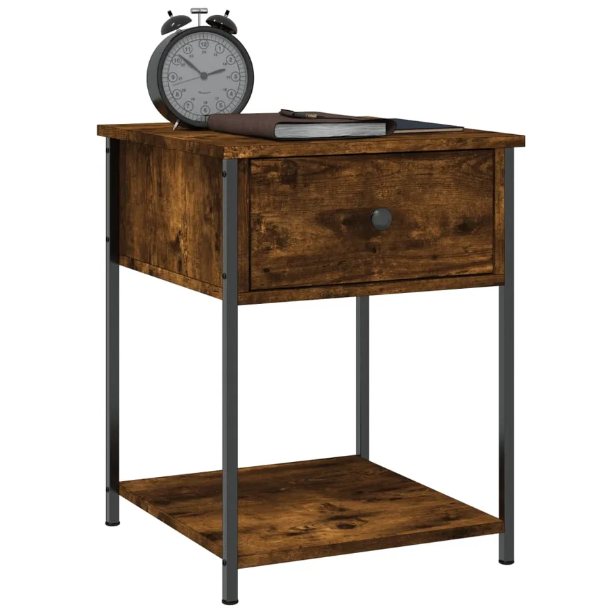 Table de chevet chêne fumé 44x45x58 cm bois d'ingénierie - 3