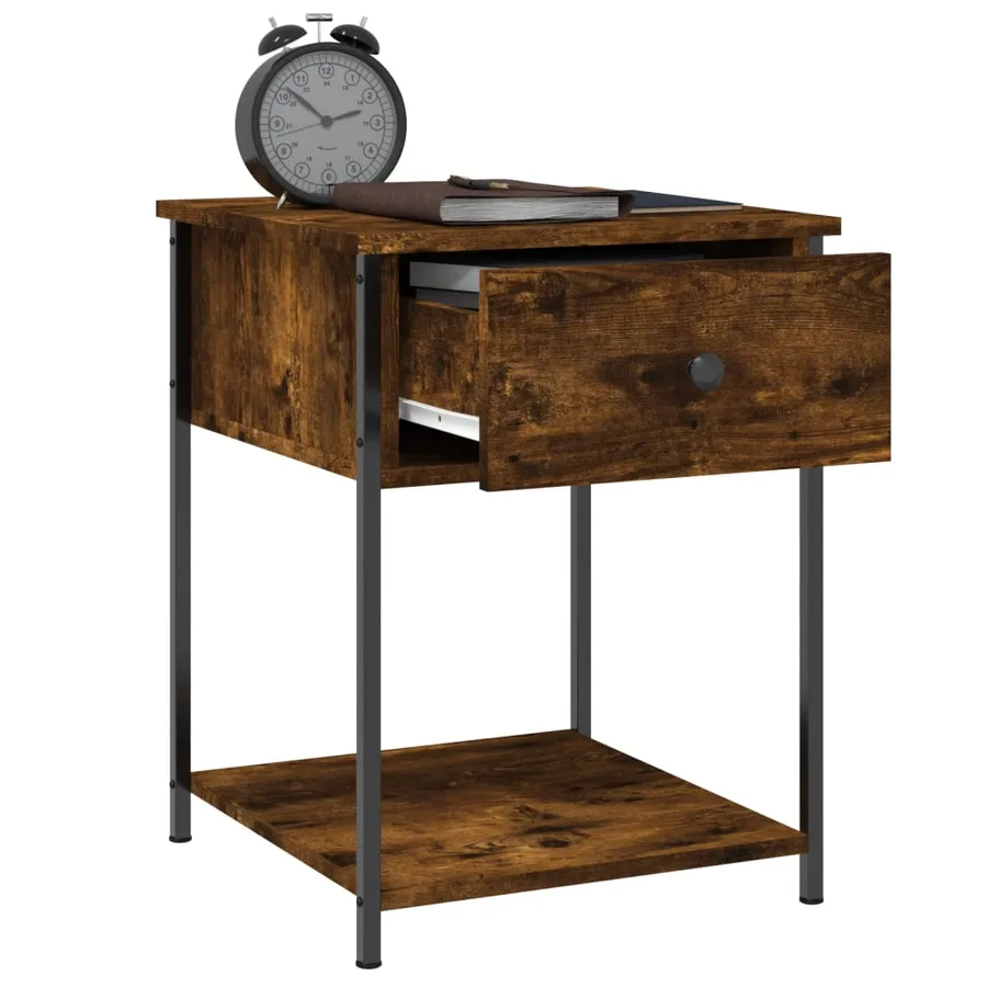Table de chevet chêne fumé 44x45x58 cm bois d'ingénierie - 4