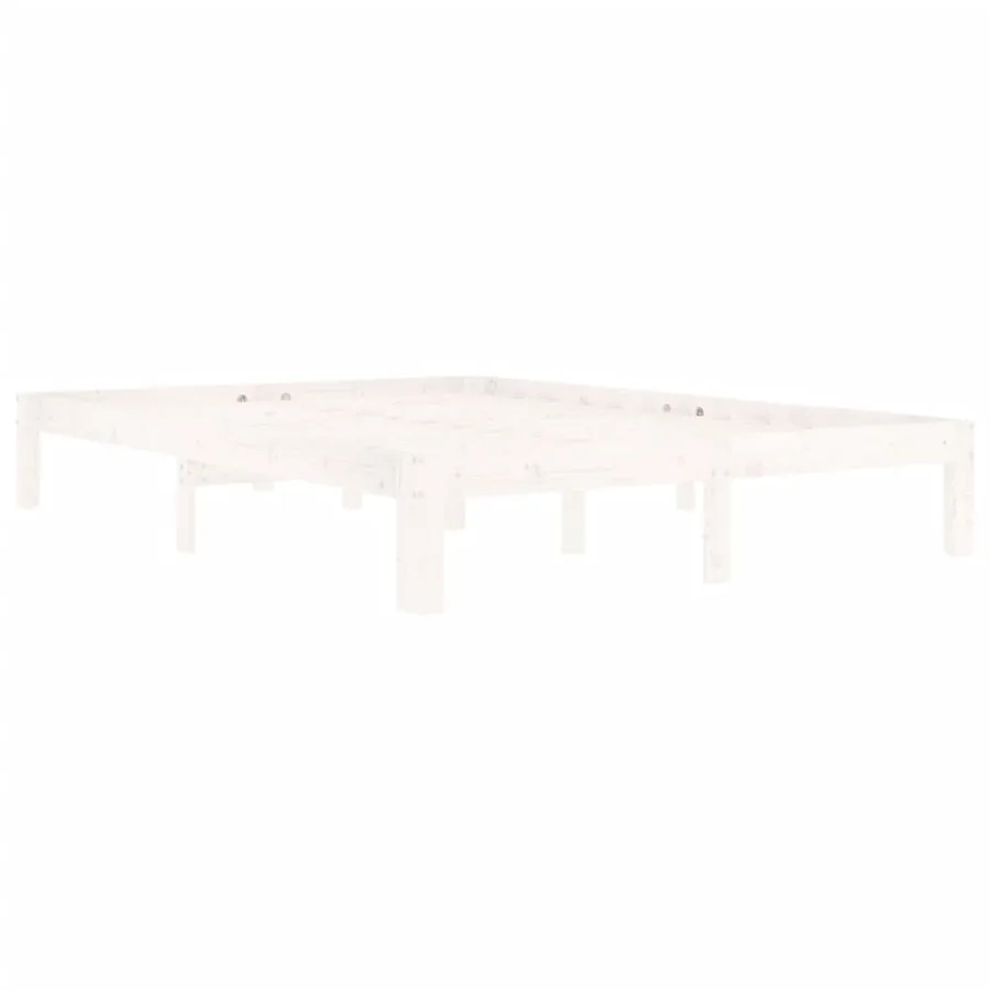 Cadre de lit sans matelas blanc bois de pin massif 140x200 cm - 3