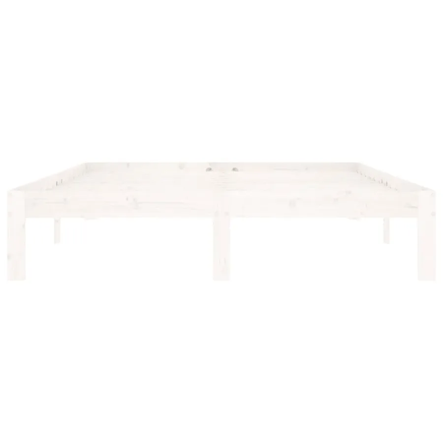 Cadre de lit sans matelas blanc bois de pin massif 140x200 cm - 4
