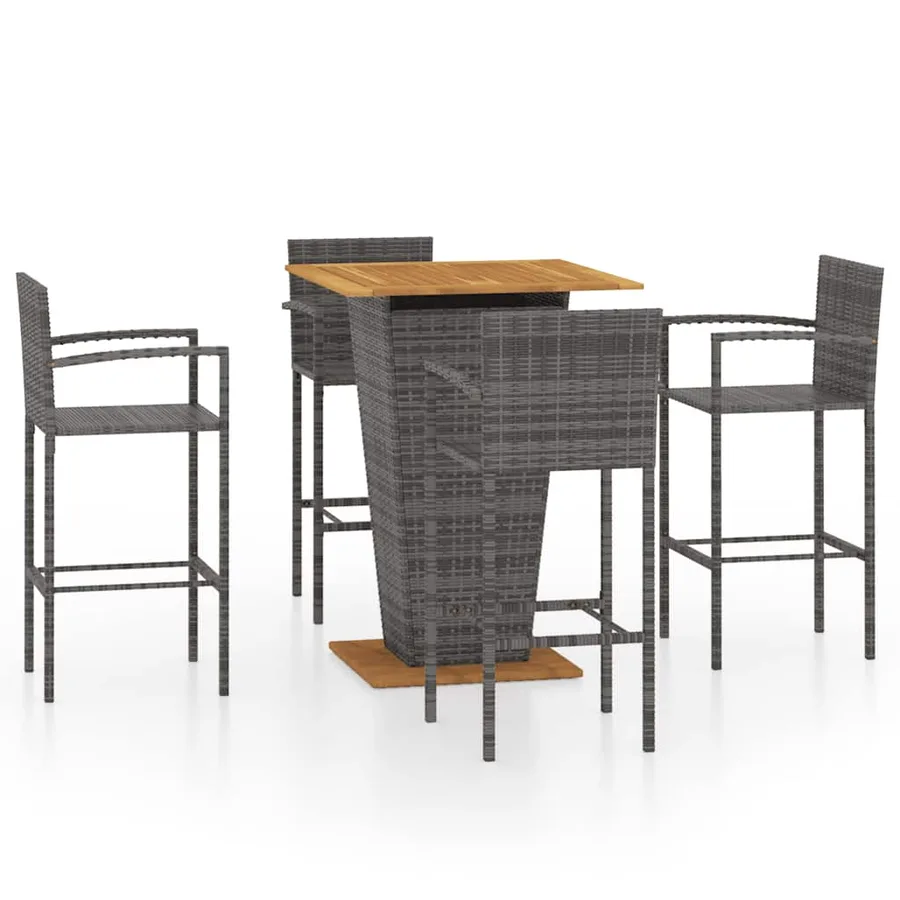 Ensemble de bar de jardin 5 pcs Gris - 2