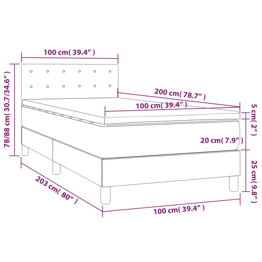 Sommier à lattes de lit avec matelas Marron foncé 100x200 cm - 7