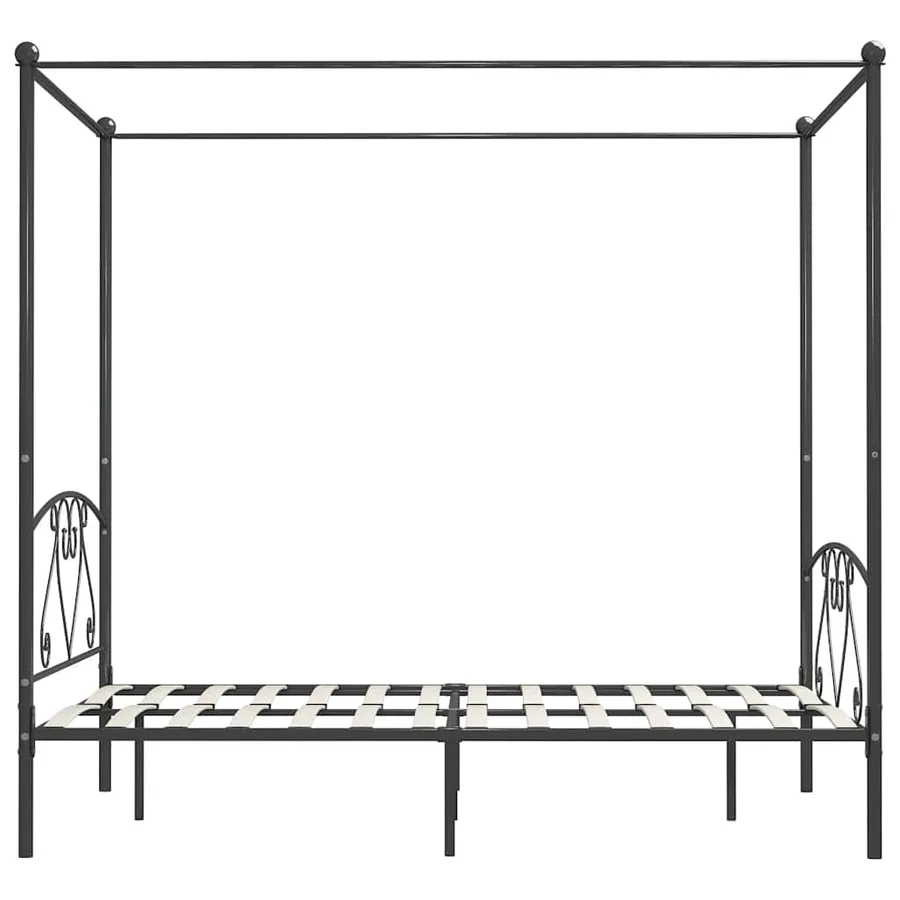 Cadre de lit à baldaquin sans matelas gris métal 160x200 cm - 4
