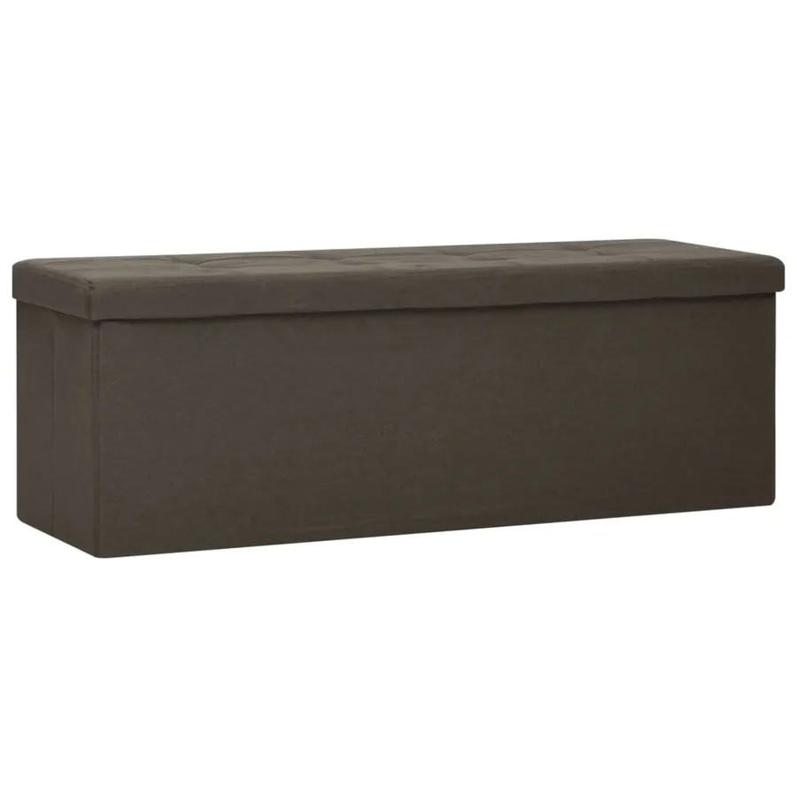 Banc de rangement pliable Marron foncé Faux lin - 2