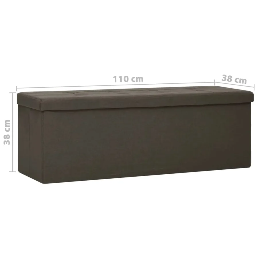 Banc de rangement pliable Marron foncé Faux lin - 8
