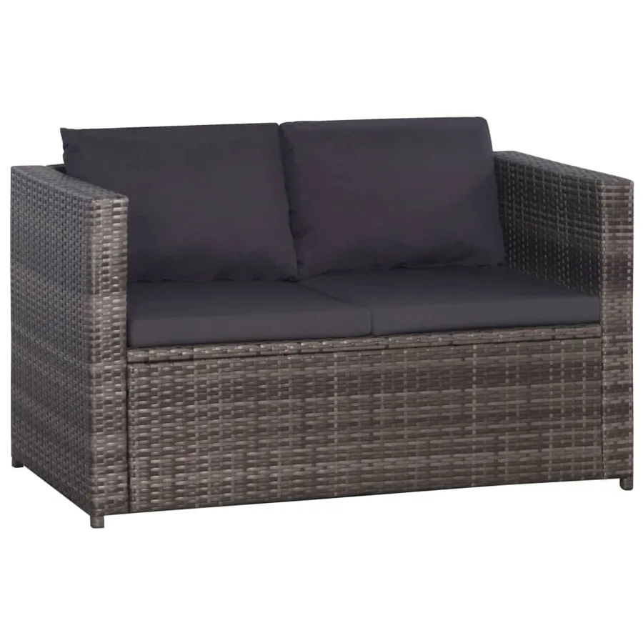 Ensemble de bistro 3 pcs avec coussins gris résine tressée - 3