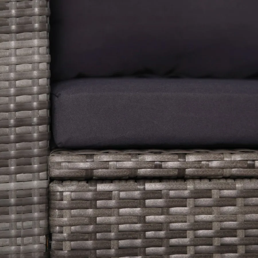 Ensemble de bistro 3 pcs avec coussins gris résine tressée - 5