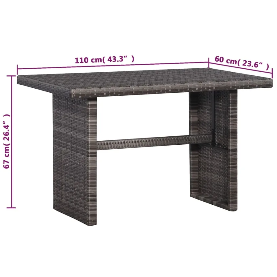 Ensemble de bistro 3 pcs avec coussins gris résine tressée - 6