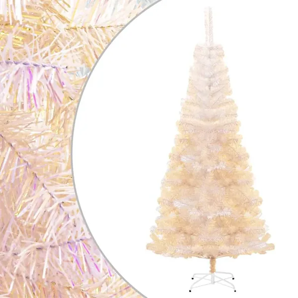 Sapin de Noël artificiel pointes iridescentes Blanc 180 cm PVC