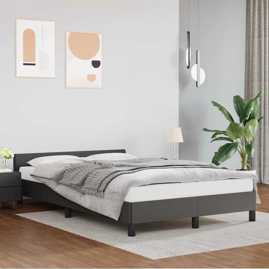 Cadre de lit avec tête de lit sans matelas gris 120x200 cm
