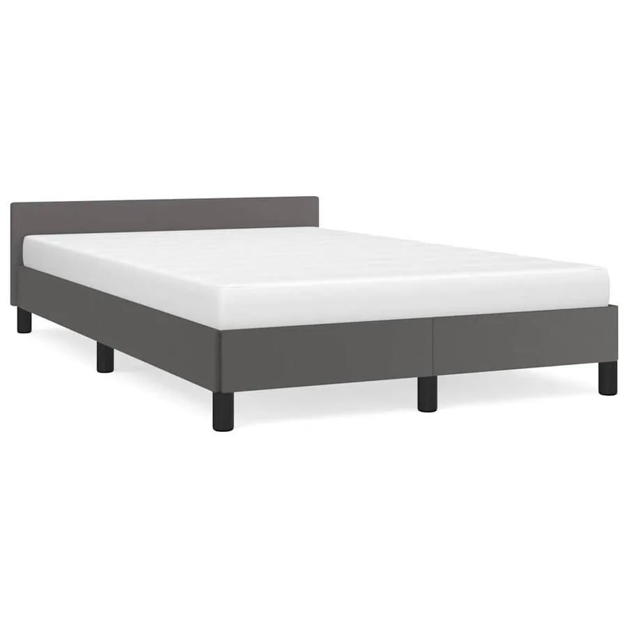 Cadre de lit avec tête de lit sans matelas gris 120x200 cm - 2
