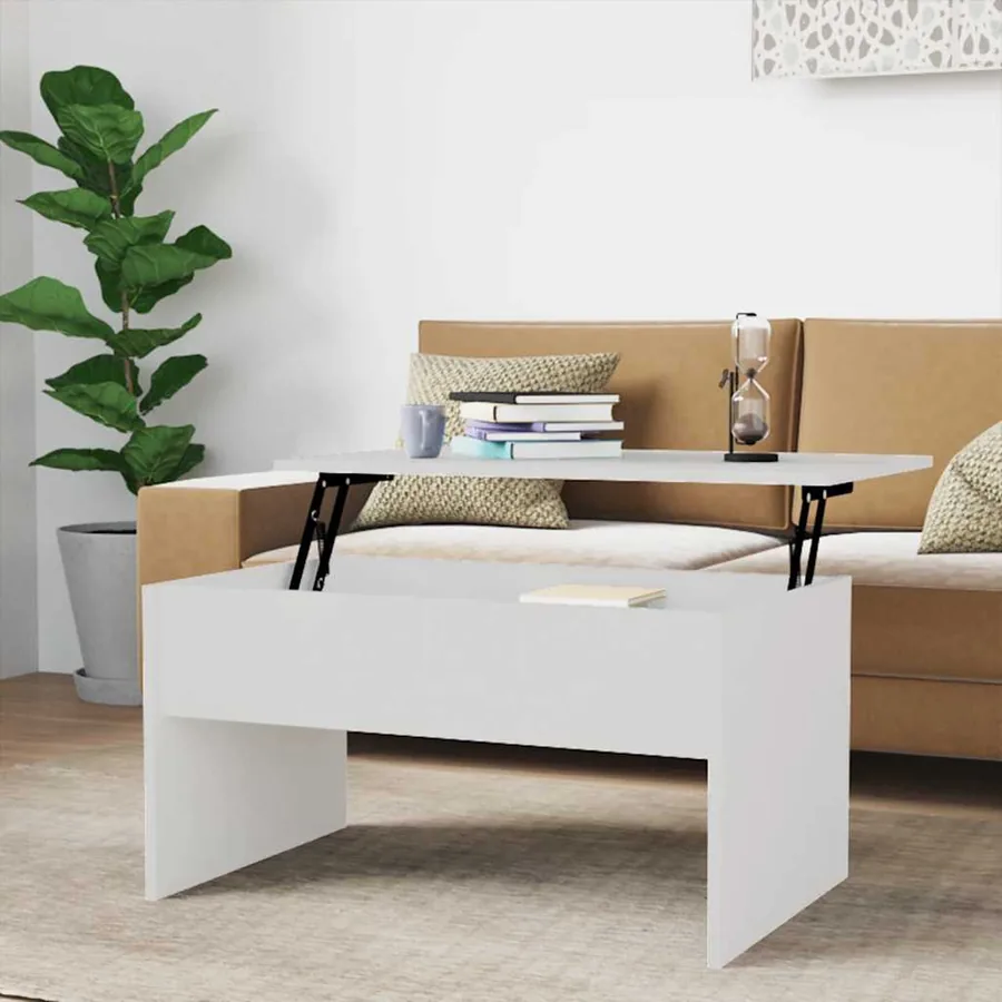 Table basse blanc brillant 80x50,5x41,5 cm bois d'ingénierie