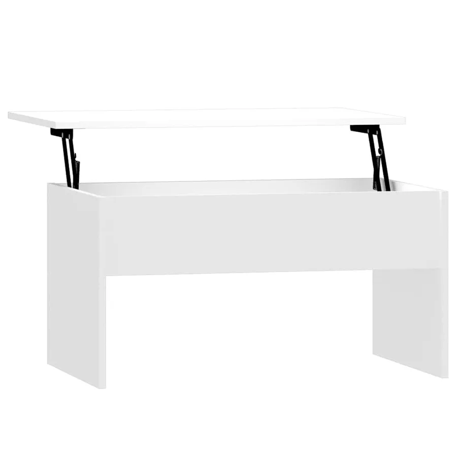 Table basse blanc brillant 80x50,5x41,5 cm bois d'ingénierie - 2